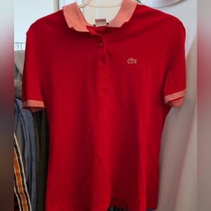 Lacoste Men’s Red Short Sleeve Polo Shirt Sz 44 (XL) - Birdseye Collar Host Pick